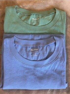 NWT Madewell Short-Sleeve Crewneck Tees in Green & Blue (2-Pack)